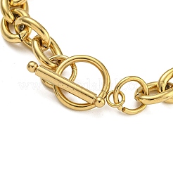 Ion Plating(IP) 304 Stainless Steel Oval Link Chain Bracelets for Men Women&nbsp;BJEW-G723-01G