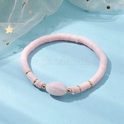 Polymer Clay Heishi Surfer Stretch Bracelet&nbsp;BJEW-JB10153-01