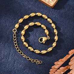 Ion Plating(IP) 304 Stainless Steel Oval Ball Chain Bracelets for Women&nbsp;X-BJEW-C046-01G