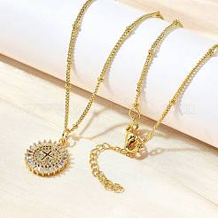 Brass Clear Cubic Zirconia Pendant Necklaces for Women&nbsp;NJEW-A039-02E-G