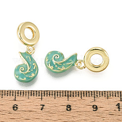 Brass Turquoise Enamel European Dangle Charms&nbsp;KK-N271-41G-02