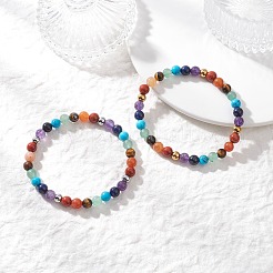 2Pcs Chakra Natural Mixed Gemstone Beads Stretch Bracelets for Women&nbsp;BJEW-JB12607