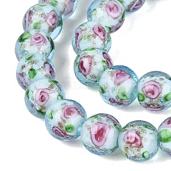 Luminous Handmade Lampwork & Glitter Powder Beads Strands&nbsp;LAMP-Q041-01D
