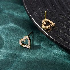 Brass Micro Pave Cubic Zirconia Stud Earrings for Women&nbsp;EJEW-F418-21G