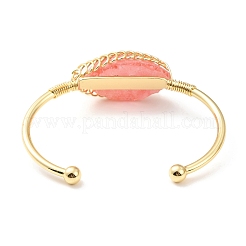 Watermelon Stone Glass Horse Eye Wrapped Cuff Bangle&nbsp;G-D458-02G-05-RS