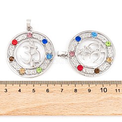 Chakra Alloy Micro Pave Rhinestone Pendants&nbsp;G-NH0025-07P