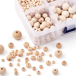 6 Style Natural Round Wood Beads and Jute Cords&nbsp;WOOD-YW0001-02
