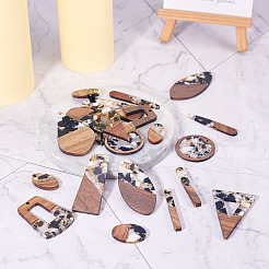 20Pcs 10 Styles Opaque Resin & Walnut Wood Pendants&nbsp;RESI-TA0003-69