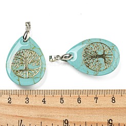 Synthetic Turquoise Teardrop Pendants&nbsp;G-Q175-01F