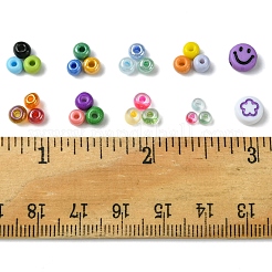 DIY Flat Round & Round Acrylic & Glass Seed Beads Jewelry Making Findings Kits&nbsp;DIY-FS0006-45