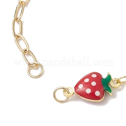 Brass Enamel Red Strawberry Link Mixed Chain Bracelet Making&nbsp;AJEW-JB01551