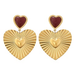 304 Stainless Steel Dangle Stud Earrings with Resin&nbsp;EJEW-V016-07G