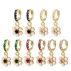 Brass Micro Pave Cubic Zirconia Hoop Earrings&nbsp;EJEW-S277-13G