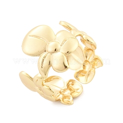 Flower Brass Cuff Rings for Women&nbsp;RJEW-B119-14G-01