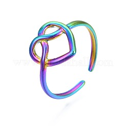 304 Stainless Steel Heart Wrapped Cuff Ring&nbsp;LS-RJEW-N038-054