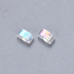 FGB 2-Hole Transparent Glass Seed Beads&nbsp;SEED-S031-M-250