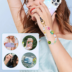 2Pcs ABS Plastic Imitation Pearl & Glass Seed Mobile Straps&nbsp;HJEW-JOY00004