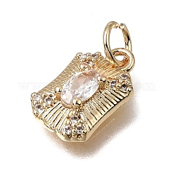 Brass Micro Pave Clear Cubic Zirconia Charms&nbsp;KK-D110-05G