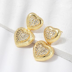 Brass Micro Pave Clear Cubic Zirconia Stud Earrings&nbsp;EJEW-H154-10A-G