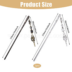 2Pcs 2 Colors Alloy & Glass Hair Sticks&nbsp;OHAR-CA00001