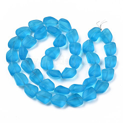 Transparent Frosted Glass Beads Strands&nbsp;FGLA-S001-02