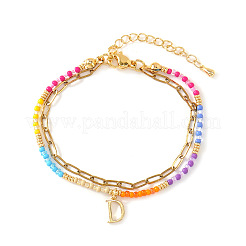 304 Stainless Steel Letter Charm Double-layered Bracelets&nbsp;VG5038-4