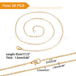 20Pcs Ion Plating(IP) 304 Stainless Steel Cable Chains Necklaces Set for Men Women&nbsp;NJEW-NB0001-06