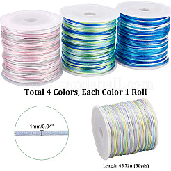 4 Rolls 4 Colors Segment Dyed Nylon Rattail Satin Cords&nbsp;NWIR-PH0002-14A