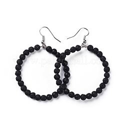 Natural Lava Rock Dangle Earrings&nbsp;EJEW-K077-A08