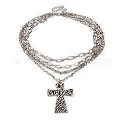 Alloy Multi Layered Necklaces for Women&nbsp;NJEW-U013-04P