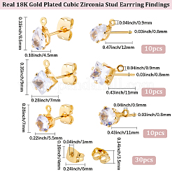 Brass Micro Pave Cubic Zirconia Stud Earring Findings&nbsp;KK-BBC0022-24