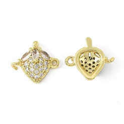 4Pcs 2 Colors Brass Pave Cubic Zirconia Fruit Connector Charms&nbsp;KK-FS0001-73C