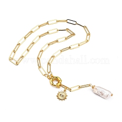 Natural Baroque Pearl Keshi Pearl Lariat Necklaces&nbsp;NJEW-JN03042-01