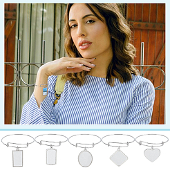 5Pcs 5 Styles Heat Transfer Brass Charm Blank Bangle Making&nbsp;BJEW-PH01868