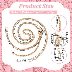 3Pcs 3 Colors Zinc Alloy Wheat Chain Bag Straps&nbsp;FIND-WR0009-19