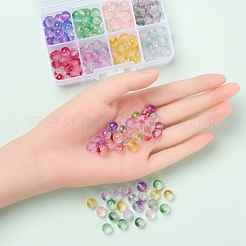 176Pcs 8 Colors Frosted Spray Painted Glass Beads&nbsp;GLAA-YW0001-38