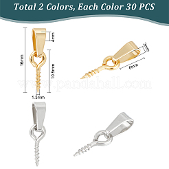 60Pcs 2 Colors 304 Stainless Steel Screw Eye Peg Bails&nbsp;STAS-UN0052-86