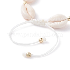 Natural Cowrie Shell Braided Bead Bracelet for Women&nbsp;BJEW-TA00044-01