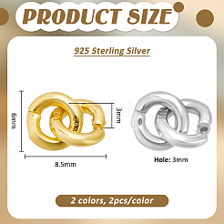 4Pcs 2 Colors 925 Sterling Silver Duoble Loop Linking Rings&nbsp;STER-BC0004-54