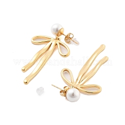 304 Stainless Steel ABS pearl Earrings&nbsp;EJEW-S226-05G