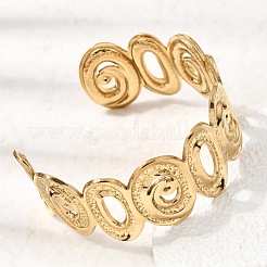 Hammered 304 Stainless Steel Cuff Bangles for Women&nbsp;BJEW-T030-02G