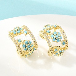 Brass Micro Pave Cubic Zirconia Cuff Earrings&nbsp;KK-CBA960E-24G