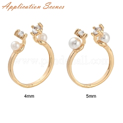 Brass Micro Clear Cubic Zirconia Cuff Finger Rings Setting&nbsp;KK-T056-51G-NF