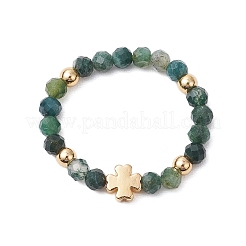5Pcs Natural Green Aventurine & Moss Agate & TaiWan Jade & Ruby in Zoisite & Synthetic Green Goldstone Beads Stretch Rings&nbsp;RJEW-JR00815