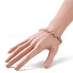 Natural Grey Agate Heart Beaded Bracelet&nbsp;BJEW-JB08697-04
