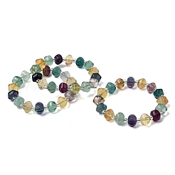 Natural Colorful Fluorite Beaded Stretch Bracelets for Women&nbsp;BJEW-D461-01
