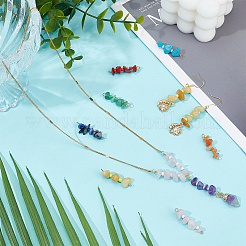 48Pcs 8 Styles Natural & Synthetic Chip Gemstone Beaded Connector Charms&nbsp;PALLOY-GO00057