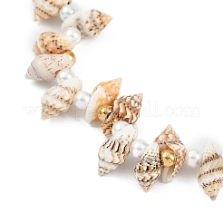 Natural Spiral Shell Beaded Necklaces for Women&nbsp;NJEW-A033-02C-G