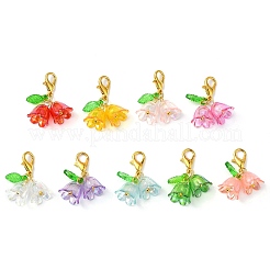 9Pcs 9 Colors Flower Acrylic Pendant Decorations&nbsp;HJEW-JM02717