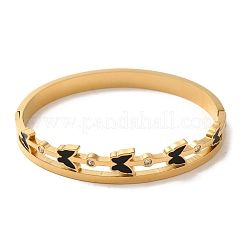 Vacuum Plating 304 Stainless Steel Rhinestone Bangles&nbsp;BJEW-F474-30G